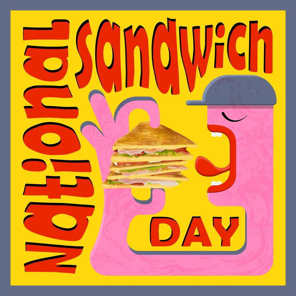 Cool Fast Food Poster. National Sandwich Day. Trendy Style Banner within Cool Culinary Posters
