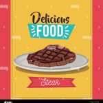 Delicious Food Poster. Steak Food Menu Dish. Ribbon Creative Card Within Creative Food Posters