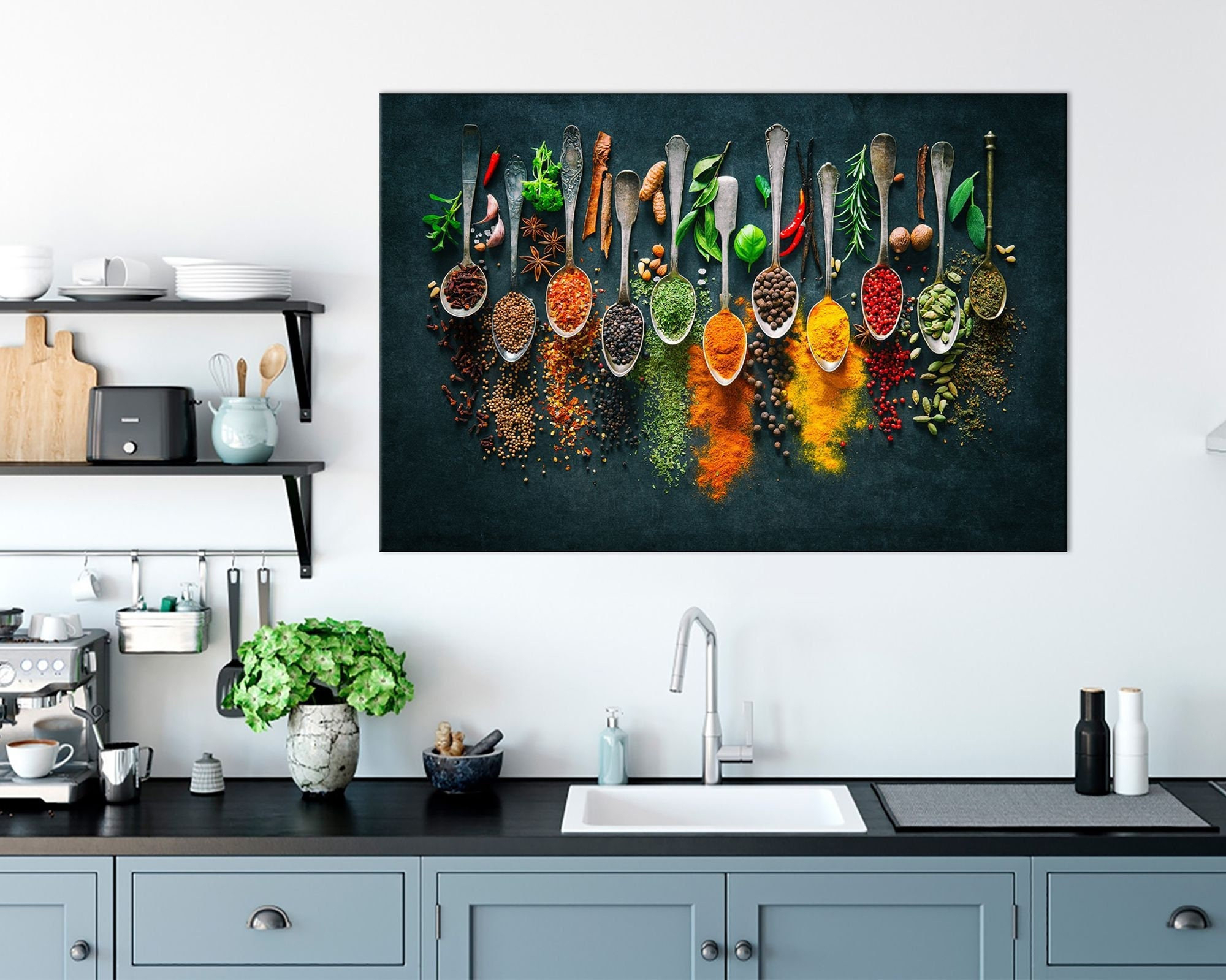 Kitchen Large Wall Decor Spices Art Print Dining Room Canvas Wall with regard to Large Kitchen Poster Designs