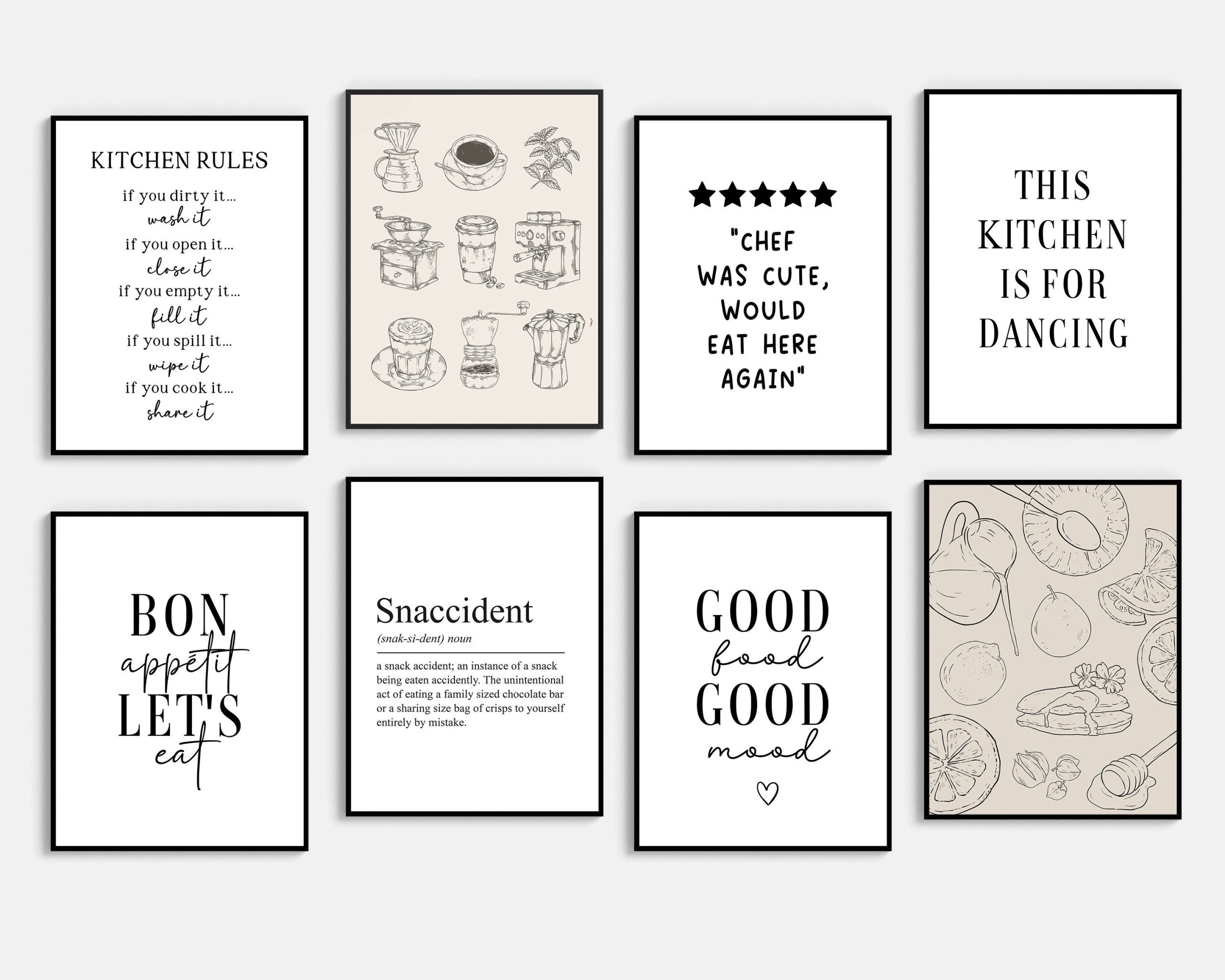 Kitchen Wall Art. Funny Kitchen Prints. Dining Room Gallery Wall regarding Fun Modern Kitchen Prints