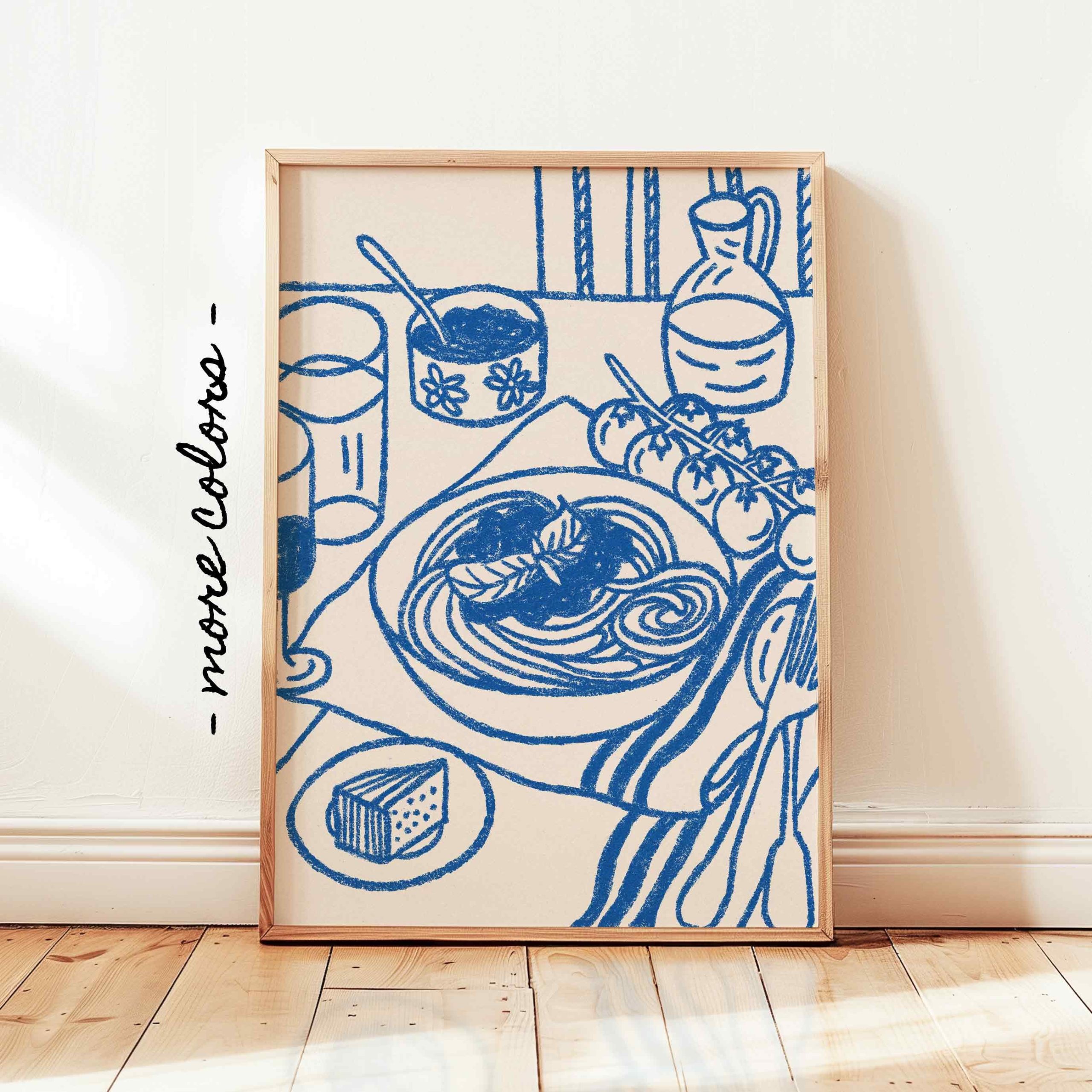 Pasta Wall Art Print, Italian Pasta Night Poster, Retro Food Table within Artistic Culinary Prints