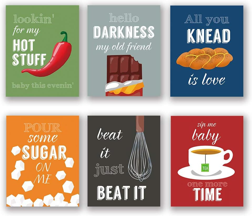 Set Of 6 Colorful Funny Kitchen Quote Art Prints - Indonesia | Ubuy in Funny Kitchen Wall Prints