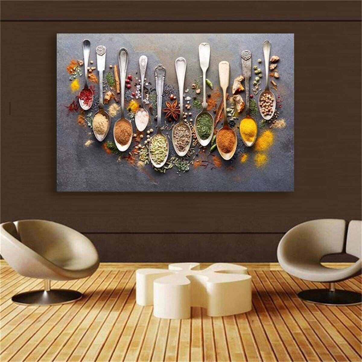 Wall Art Large Art Home Decorative Poster Prints Canvas For Living Kitchen Spice within Large Modern Kitchen Prints